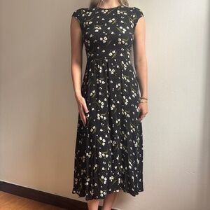 Reformation black floral spring summer dainty midi dress